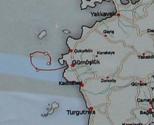 Gumusluk Day Boat Trip Map of Islands visited