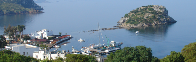 Gumusluk Harbour and Rabbit Island Bodrum Turkey