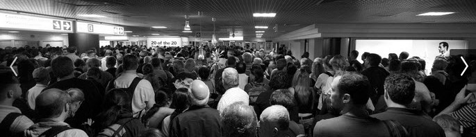 Lines at the Airport for Passport Control E-Visa Turkey